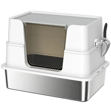 Kattenbak, Roestvrij Staal, XL-Interieur, Met Schep, Lichtgr, Verzenden, Nieuw