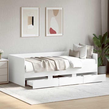 vidaXL Slaapbank met lades zonder matras 90x200 cm wit, 90 cm, Eenpersoons, Verzenden, Wit