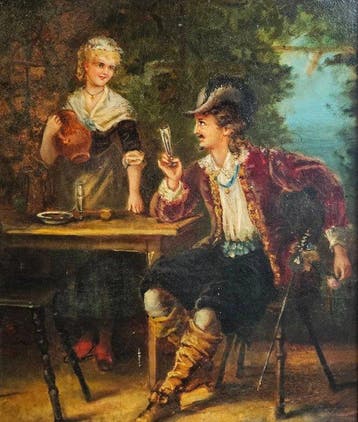 European school (XX) - Galante heer met jonge vrouw