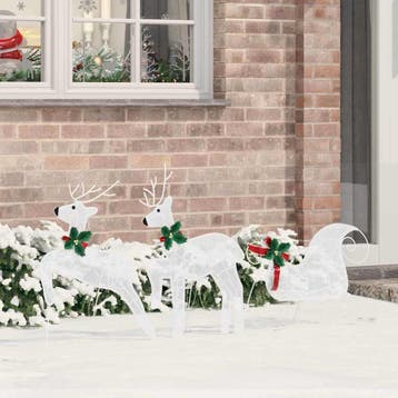 vidaXL LED Rendieren 3 st Koud Wit 43 x 18 x 66 cm Stof, Verzenden, Nieuw