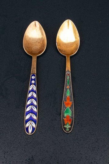 Lepel (2) - .875 (84 Zolotniki) zilver, .916 (88 Zolotniki)