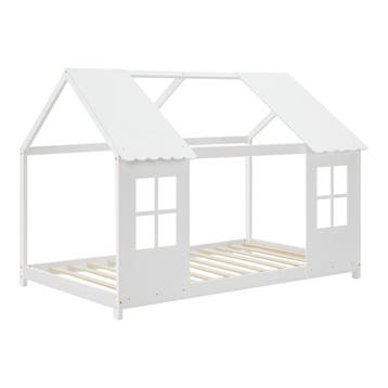 Kinderbed Tostedt huisbed grenen wit 90x200 cm [en.casa], Verzenden, Nieuw