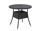 Veiling - Polyrotan Tuintafel - Rond - 80 cm - Zwart, Tuin en Terras, Nieuw