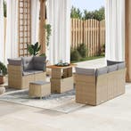 vidaXL Tuin Sofa Set met kussen met opslag 8 pcs beige en, Tuin en Terras, Verzenden, Nieuw, Rotan, 8 zitplaatsen