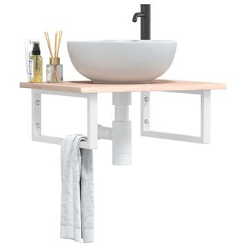 vidaXL Badkamer wandschap staal en massief eikenhout, Verzenden, Nieuw