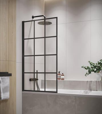 Badwand Riad 80 x 140 cm Zwart Badscherm Draaibaar 5 mm, Verzenden, Nieuw, Bad