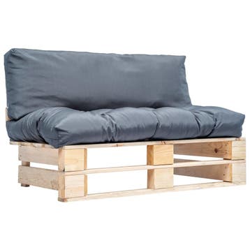 vidaXL Tuinbank pallet met grijze kussens grenenhout, Verzenden, Nieuw
