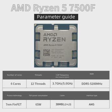 AMD Ryzen 5 7500F Processor: 6 Cores, 12 Threads, 5.0GHz, AM, Verzenden, Nieuw
