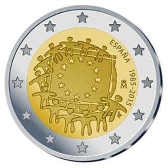Spanje 2 Euro Europese Vlag 2015, Postzegels en Munten, Munten | Europa | Euromunten, Verzenden