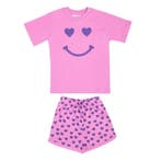 Fun2wear - Smiley Shortama - Fuchsia - maat 128, Verzenden, Nieuw