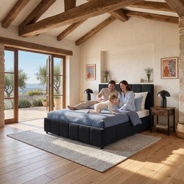 Bedset met gestoffeerd bed en matras, Verzenden, Nieuw
