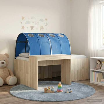 vidaXL Bed met Tunnel 3 st Sonoma eiken en blauw Bewerkt, Huis en Inrichting, Verzenden, Nieuw, Bruin, Hout