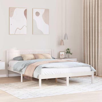 vidaXL Bedframe Wit 160 x 200 cm Massief grenenhout, Verzenden, Nieuw, Wit, Hout