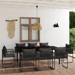 vidaXL 9-delige Tuinset zwart, Verzenden, Nieuw, 8 zitplaatsen, Rvs