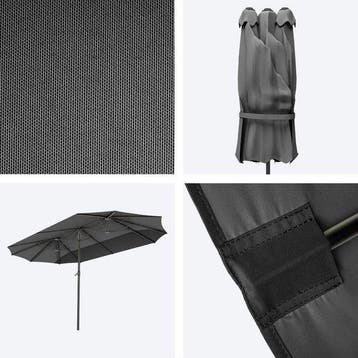 2dekans | LifeGoods Dubbele Parasol - 270x460cm - Waterdicht, Ophalen of Verzenden, Zo goed als nieuw