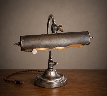 Lamp - Staal - Notarielamp uit de jaren dertig, Antiek en Kunst, Curiosa en Brocante