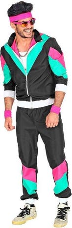 Disco Trainingspak Jaren 80 Zwart, Ophalen of Verzenden, Nieuw