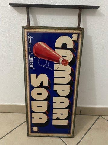 campari - Wandbord - insegna campari bifacciale - IJzer -, Antiek en Kunst