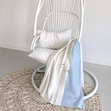 Haakpatroon Plaid Enjoy Life met leren afwerking - Handmad, Ophalen of Verzenden, Nieuw