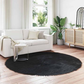 vidaXL Tapijt van imitatie TAFALLA Zwart Ø 160 cm Polyester, Verzenden, Nieuw, Zwart
