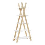 Kinderboekenkast Vanlilu 145x65x32 cm naturel en wit [en.cas, Kinderen en Baby's, Verzenden, Nieuw