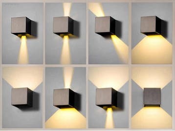 (20x) 7W LED zwart Wandlamp Kubus duo licht..., Nieuw
