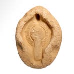 Oud-Romeins Kalksteen Grote olielampvorm met vogel