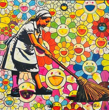 Joaquim Falco - BANKSY CLEANING MURAKAMI XL