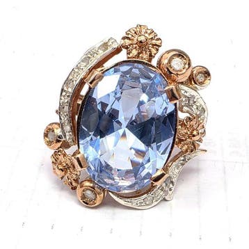 Zonder minimumprijs - Ring - 9 kt. Roségoud, Zilver Spinel -, Nieuw