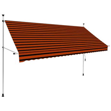 vidaXL Luifel handmatig uittrekbaar 300 cm oranje en bruin, Verzenden, Nieuw