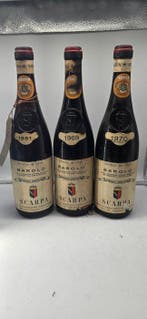 1961 , 1969 & 1970 Scarpa - Barolo Riserva - 3 Flessen, Verzamelen, Wijnen, Nieuw