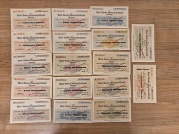 Duitsland. - 17 banknotes 1923 – Moll-Werke, Postzegels en Munten
