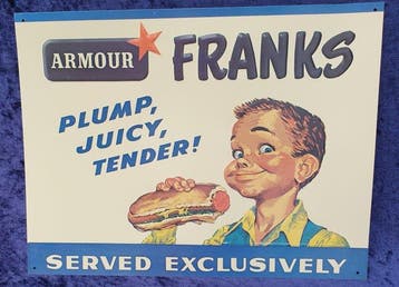 Emaille bord - Oud blik reclamebord USA  Franks