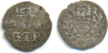 5 Pfennig Muenzstaette Kirchstapel 1677 Bentheim Tecklenb..., Verzenden