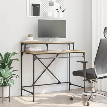 vidaXL Bureau Artisan Eiken 100 x 50 x 90 cm Bewerkt hout, Huis en Inrichting, Verzenden, Nieuw