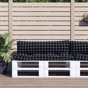 vidaXL Palletkussens 2 st ruitpatroon oxford stof zwart, Verzenden, Nieuw, Zwart