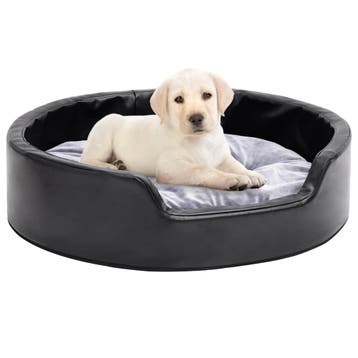 vidaXL Hondenmand 69x59x19 cm pluche en kunstleer zwart en, Dieren en Toebehoren, Verzenden, Nieuw