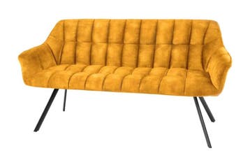 Eetkamerbank PAPILLON 165cm mosterdgeel fluweel met, Ophalen of Verzenden, Nieuw