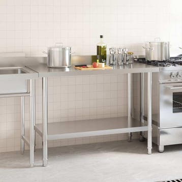 vidaXL Keukenwerktafel met spatscherm 120x60x93 cm roestvrij, Verzenden