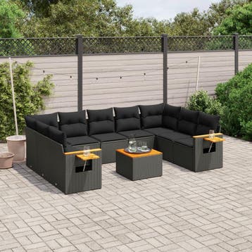 vidaXL Patio Sofa Set 7-zits Black, Verzenden, Nieuw