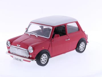 Schaal 1:16 Bburago gold 3309 Mini cooper 1960 rosso Made..., Ophalen of Verzenden, Gebruikt