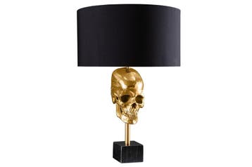 Tafellamp SKULL 56cm goudkleurige katoenen kap zwart - 41529, Ophalen of Verzenden, Nieuw