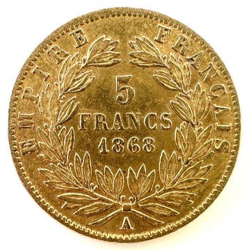 Frankrijk. Napoléon III. 5 Francs 1868-A, Paris (Zonder