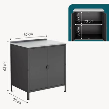 Kast Bolognano voor buiten 92x80x50 cm zwart mat casa.pro, Verzenden, Nieuw
