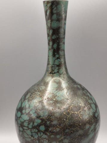 Vaas - Brons - Japan - Turkoois-groene patina (Zonder