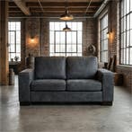 Leren bank Enjoy - 2 zits - Kenia Denim (blauw) - Poten, Huis en Inrichting, Banken | Bankstellen, 150 tot 200 cm, Nieuw, Ophalen of Verzenden