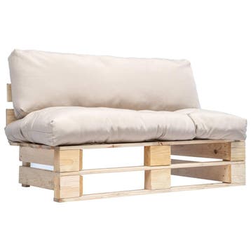 vidaXL Tuinbank pallet met zandkleurige kussens grenenhout, Verzenden, Nieuw
