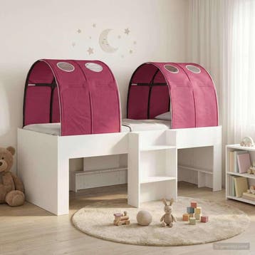 vidaXL Bed met Tunnel 3 st Wit en Rood Bewerkt hout, Verzenden, Nieuw, Wit, Hout