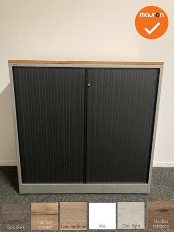 Roldeurkast - Ahrend - 110x120x45cm - Zilvergrijs met zwarte, Werkplek, Ophalen of Verzenden, Gebruikt, Kast