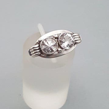 Zilver, Art Deco, Bergkristal(Getest) - Ring, Antiek en Kunst